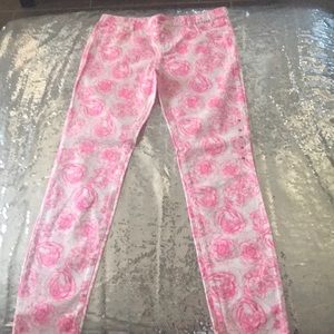 Floral Pink and White jeans